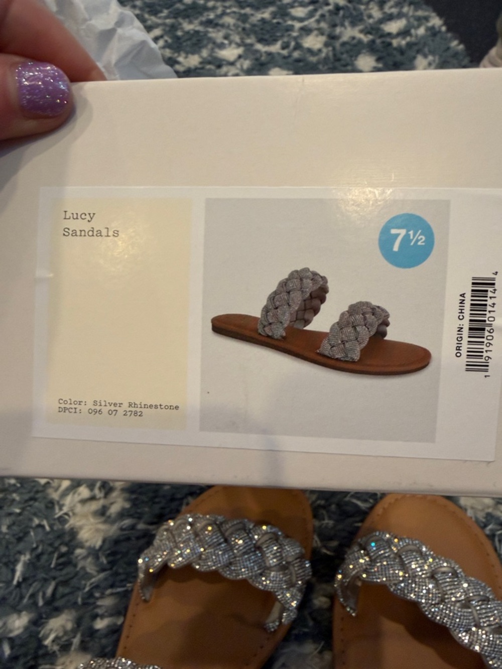 a new day Braided Rhinestone Silver Tan Slide Sandals - Picture 2 of 4